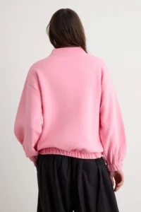 TRENDYOLMİLLA Light PINK Zippered Oversized/Wide Pattern Thick Fleece Inside Knitting Cardigan/Sweatshirt - Image 4