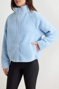 TRENDYOLMİLLA Light BLUE Plush Regular/Normal Pattern Weaving Garnili Zippered Knitting Cardigan/Sweatshirt - Image 3