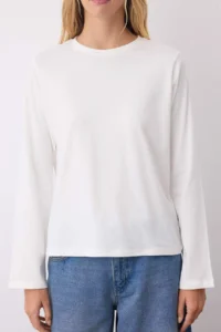 TRENDYOLMİLLA Black-Ecru-Brown 3 Sets Paket 100% Cotton Crew Neck Long Sleeve Oversized/Wide Cut Knitting T-Shirt - Image 3