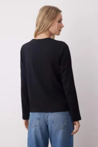 TRENDYOLMİLLA Black-Ecru-Brown 3 Sets Paket 100% Cotton Crew Neck Long Sleeve Oversized/Wide Cut Knitting T-Shirt - Image 9