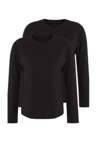 TRENDYOLMİLLA Black-Black 2 Sets Paket 100% single jersey Oversized/Wide Cut Knitting T-Shirt - Image 6