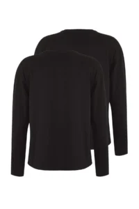 TRENDYOLMİLLA Black-Black 2 Sets Paket 100% single jersey Oversized/Wide Cut Knitting T-Shirt - Image 7