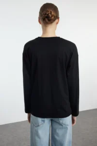 TRENDYOLMİLLA Black-WHITE 2 Sets Paket 100% single jersey Oversized/Wide Cut Knitting T-Shirt - Image 10