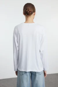 TRENDYOLMİLLA Black-WHITE 2 Sets Paket 100% single jersey Oversized/Wide Cut Knitting T-Shirt - Image 12