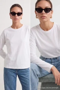 TRENDYOLMİLLA WHITE-WHITE 2 Sets Paket 100% single jersey Oversized/Wide Cut Knitting T-Shirt