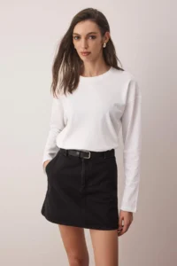 TRENDYOLMİLLA WHITE-WHITE 2 Sets Paket 100% single jersey Oversized/Wide Cut Knitting T-Shirt - Image 11