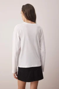 TRENDYOLMİLLA WHITE-WHITE 2 Sets Paket 100% single jersey Oversized/Wide Cut Knitting T-Shirt - Image 13