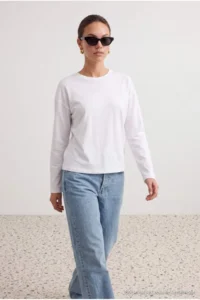 TRENDYOLMİLLA WHITE-WHITE 2 Sets Paket 100% single jersey Oversized/Wide Cut Knitting T-Shirt - Image 3