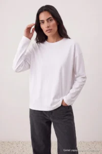 TRENDYOLMİLLA WHITE-WHITE 2 Sets Paket 100% single jersey Oversized/Wide Cut Knitting T-Shirt - Image 7
