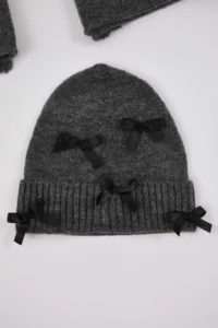 TRENDYOLMİLLA Soft textured Ribbon Detailed 2 Sets Knitwear Scarf-Beanie Set - Image 2