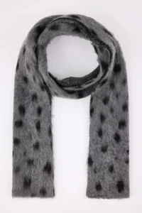 TRENDYOLMİLLA Gray Patterned Soft textured Knitwear Scarf - Image 3