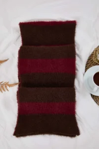 TRENDYOLMİLLA Soft textured Burgundy-Brown Color Blocked Knitwear Scarf - Image 5
