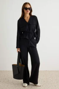 TRENDYOLMİLLA Black Weaving Bottom - Top Set