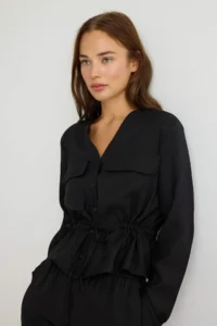 TRENDYOLMİLLA Black Weaving Bottom - Top Set - Image 3