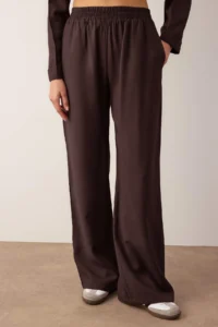 TRENDYOLMİLLA Dark Brown Soft textured Blouse Pants Weaving Bottom - Top Set - Image 3