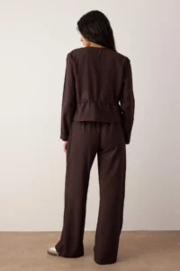TRENDYOLMİLLA Dark Brown Soft textured Blouse Pants Weaving Bottom - Top Set - Image 4