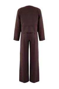 TRENDYOLMİLLA Dark Brown Soft textured Blouse Pants Weaving Bottom - Top Set - Image 6