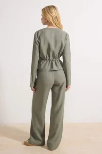 TRENDYOLMİLLA Khaki Soft textured Blouse Pants Weaving Bottom - Top Set - Image 4