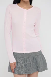 TRENDYOLMİLLA Teen PINK buttoned Body-fitting Flexible Knitting Blouse | - Image 3