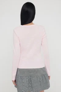 TRENDYOLMİLLA Teen PINK buttoned Body-fitting Flexible Knitting Blouse | - Image 4
