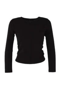TRENDYOLMİLLA Black Fitted Half Zippered Double Layer Double Collar Knitting Blouse - Image 6