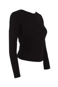 TRENDYOLMİLLA Black Fitted Half Zippered Double Layer Double Collar Knitting Blouse - Image 7