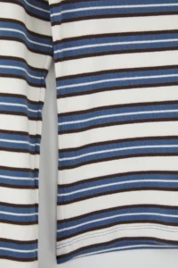 TRENDYOLMİLLA Teen BLUE Striped Polo Shirt Collar Fitted Knitting Blouse - Image 7