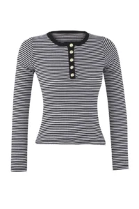 TRENDYOLMİLLA Black Crew Neck buttoned Fitted Flexible Fitted Knitting Blouse - Image 5