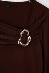 TRENDYOLMİLLA Brown Accessory and Cut Out Detailed Flexible Knitting Blouse - Image 6