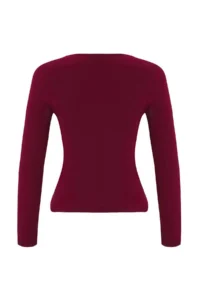TRENDYOLMİLLA Burgundy Accessory and Cut Out Detailed Flexible Knitting Blouse - Image 6