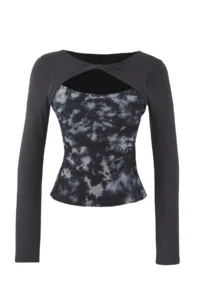 TRENDYOLMİLLA Teen Anthracite Tulle Detailed Double Look Abstract Window Detailed Fitted Knitting Blouse - Image 5