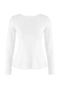 TRENDYOLMİLLA Ecru Boat Neck peplum/Waisted Regular Length Knitting Blouse - Image 5