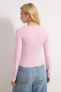TRENDYOLMİLLA Light PINK Front Full snaps Fitted/Body-Sitting Knitting Blouse - Image 4