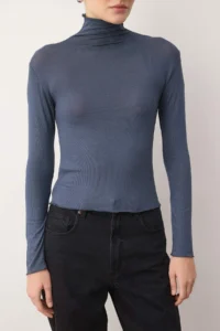 TRENDYOLMİLLA Anthracite Transparan High Neck Flexible Normal Size Knitting Blouse - Image 3