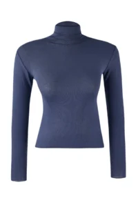 TRENDYOLMİLLA Anthracite Transparan High Neck Flexible Normal Size Knitting Blouse - Image 5