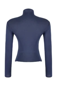 TRENDYOLMİLLA Anthracite Transparan High Neck Flexible Normal Size Knitting Blouse - Image 6