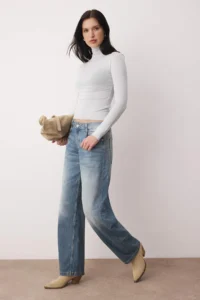 TRENDYOLMİLLA Gray Melange Transparan High Neck Flexible Normal Size Knitting Blouse - Image 2