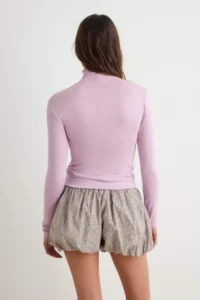 TRENDYOLMİLLA Lilac Transparan High Neck Flexible Normal Size Knitting Blouse - Image 4
