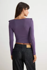 TRENDYOLMİLLA Purple Frilly Fitted Knitting Blouse - Image 4