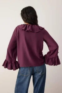 TRENDYOLMİLLA Purple Ruffle Detailed Weaving Blouse - Image 4