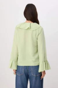 TRENDYOLMİLLA Light Green Ruffle Detailed Weaving Blouse - Image 3