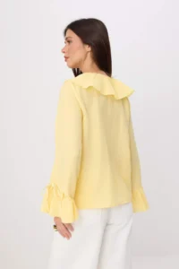 TRENDYOLMİLLA Yellow Ruffle Detailed Weaving Blouse - Image 4