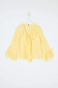 TRENDYOLMİLLA Yellow Ruffle Detailed Weaving Blouse - Image 5