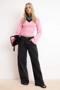 TRENDYOLMİLLA PINK Spanish Arm Shirring Detailed Regular/Normal Pattern Knitting Blouse - Image 6