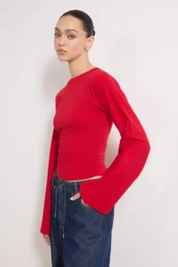 TRENDYOLMİLLA Red Spanish Arm Gathering Detailed Regular/Normal Pattern Knitting Blouse - Image 6