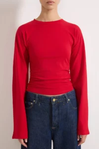 TRENDYOLMİLLA Red Spanish Arm Gathering Detailed Regular/Normal Pattern Knitting Blouse - Image 7