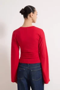 TRENDYOLMİLLA Red Spanish Arm Gathering Detailed Regular/Normal Pattern Knitting Blouse - Image 8
