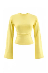 TRENDYOLMİLLA Yellow Spanish Arm Gathering Detailed Regular/Normal Pattern Knitting Blouse - Image 6
