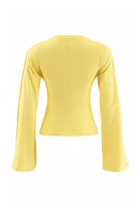 TRENDYOLMİLLA Yellow Spanish Arm Gathering Detailed Regular/Normal Pattern Knitting Blouse - Image 8