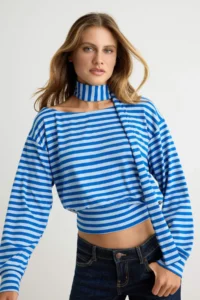 TRENDYOLMİLLA Multicolored Light Omuzlu Shawl Accessory Detailed Regular/Normal Pattern Knitting Blouse